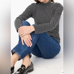 NWT - J. Crew Striped mockneck ribbed top. Size L.